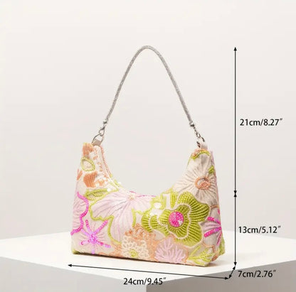 Floral Sequin Handbag