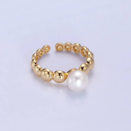 14K Gold Filled Pearl Beaded Bubble Band Ring | O1312 -  - essecoco