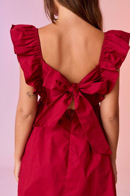 Audrey Tie-Back Ruffle Mini Dress