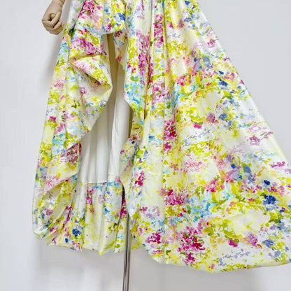 Ava Strapless Watercolor Printed High Slit Maxi Dress for Women