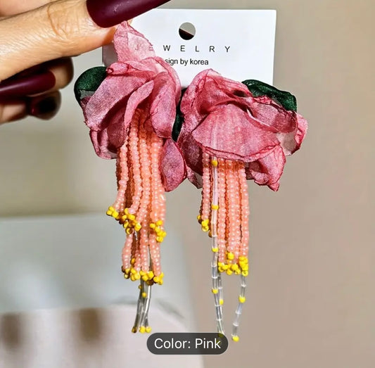Boho Chic Floral Beaded Earrings