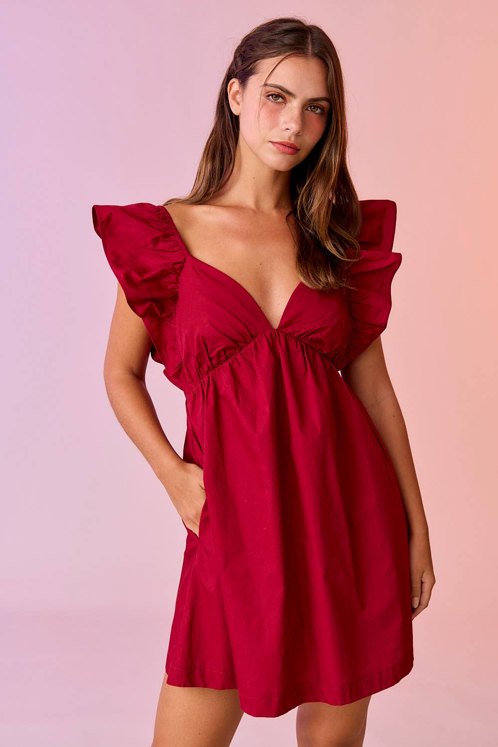 Audrey Tie-Back Ruffle Mini Dress