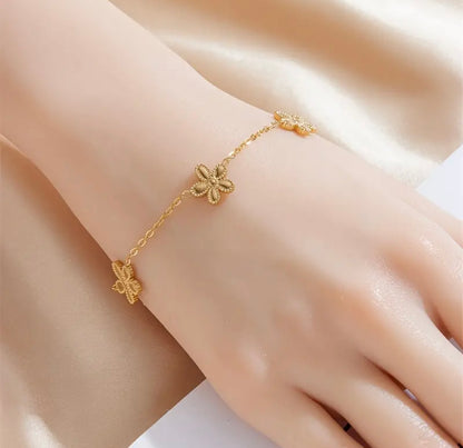 Elegant Stainless Steel Flower Bracelet