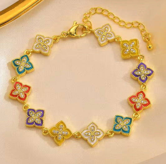 Elegant Multi Color Clover Bracelet