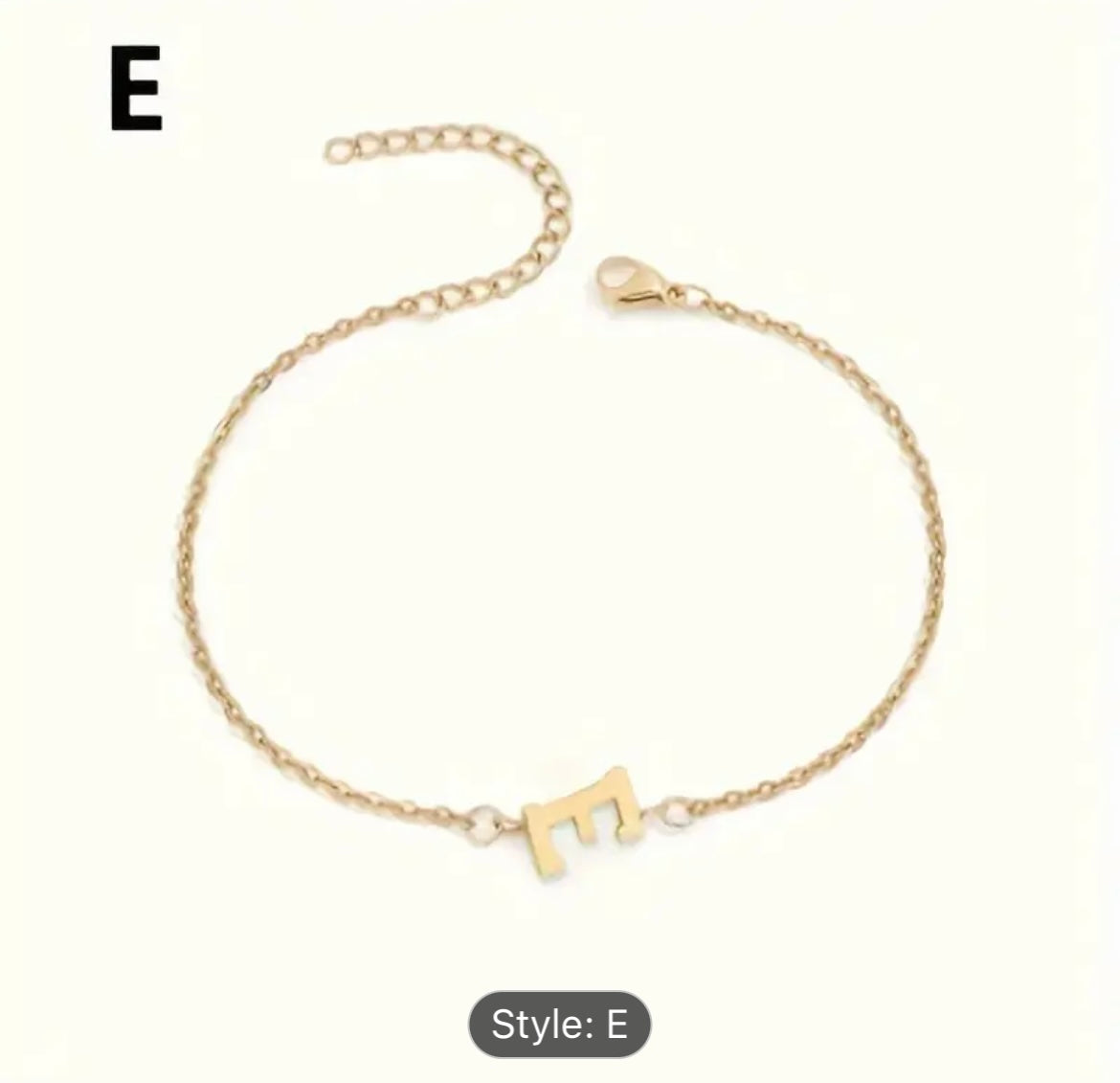 Classic Fashion Bracelet With Initial Letter Charm, A-Z 26 Letters Decor 18K Gold-plated Stainless Steel