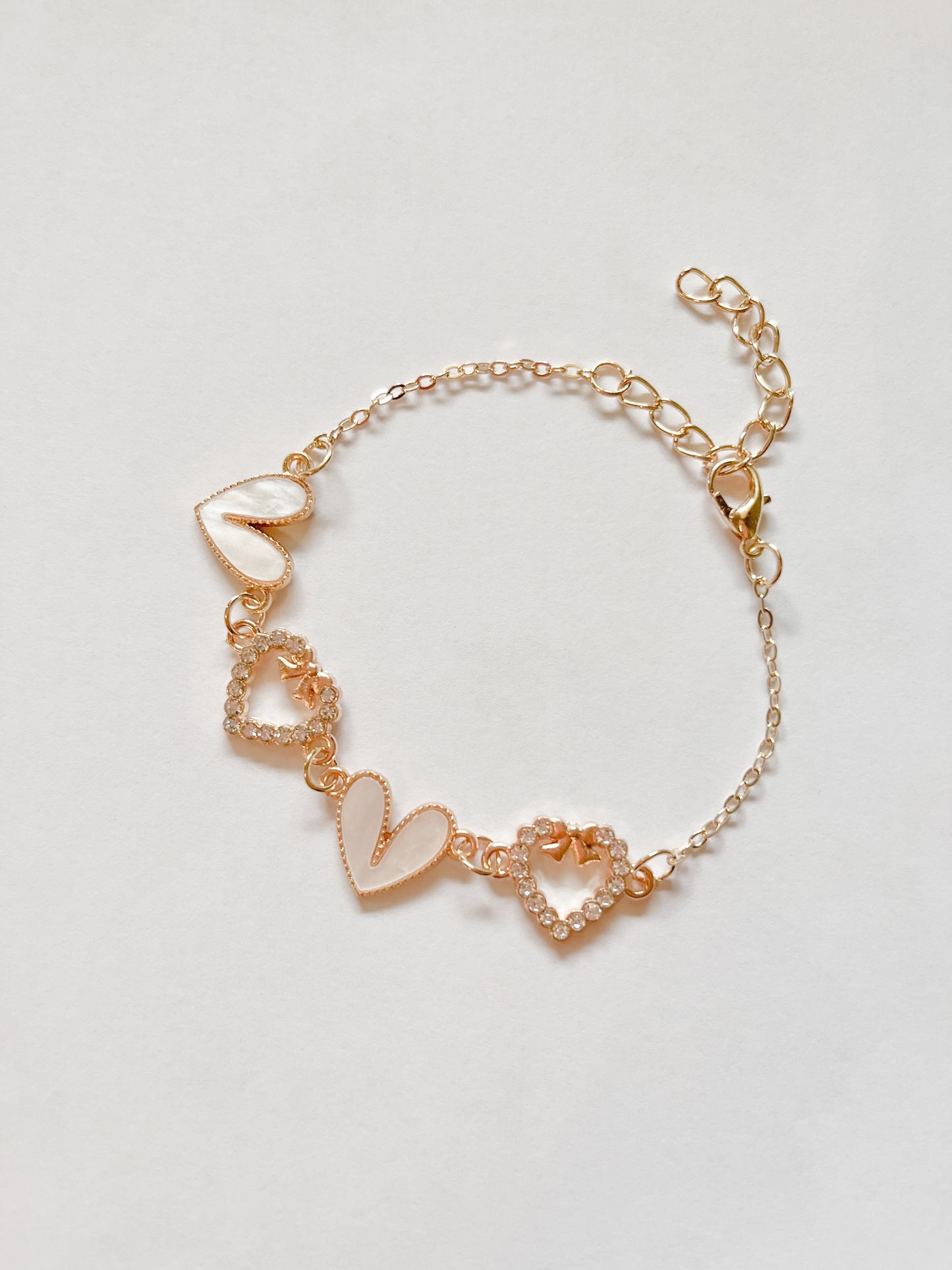 Enamel Stone Paved Heart Link Bracelets