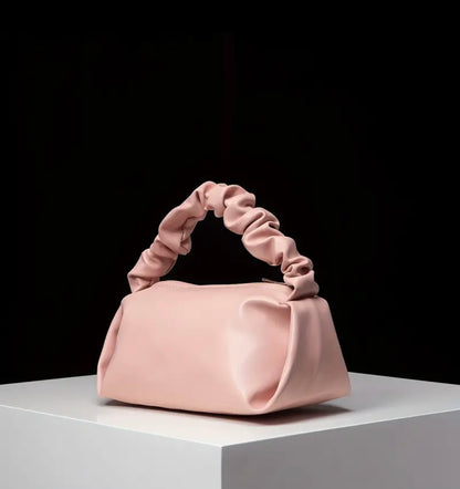 Pink Ruched Handle Clutch