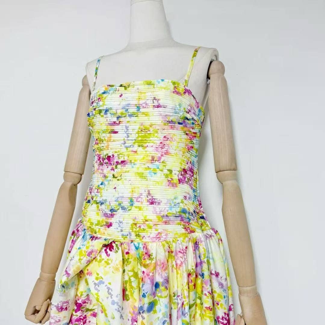 Ava Strapless Watercolor Printed High Slit Maxi Dress for Women