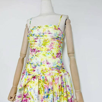 Ava Strapless Watercolor Printed High Slit Maxi Dress for Women
