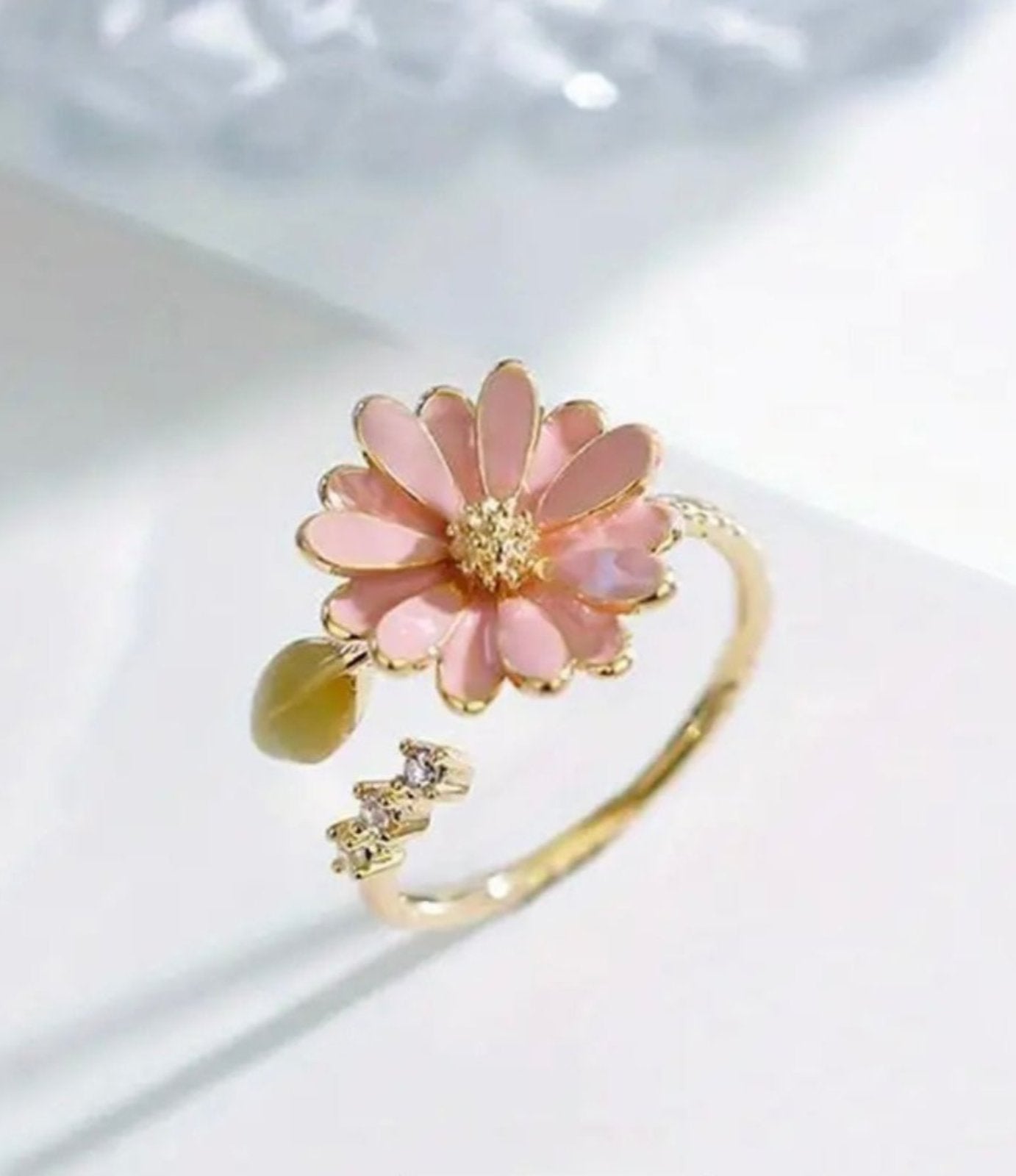 Adjustable Enamel Daisy Flower Ring