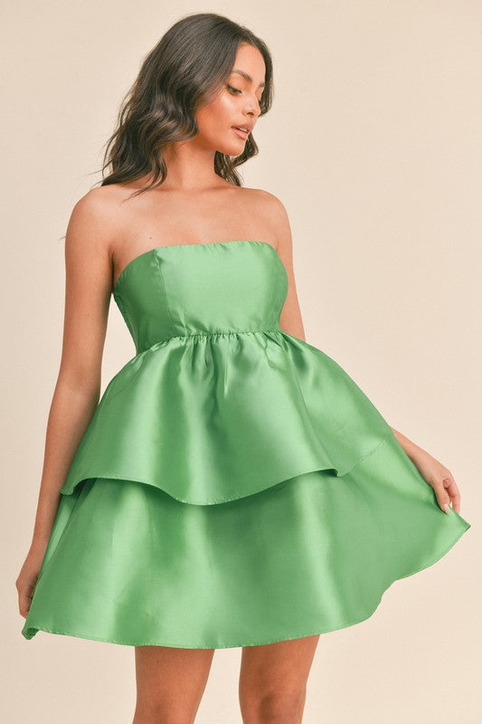 Alysia Green Ruffle Babydoll Dress - Mini Dress - essecoco