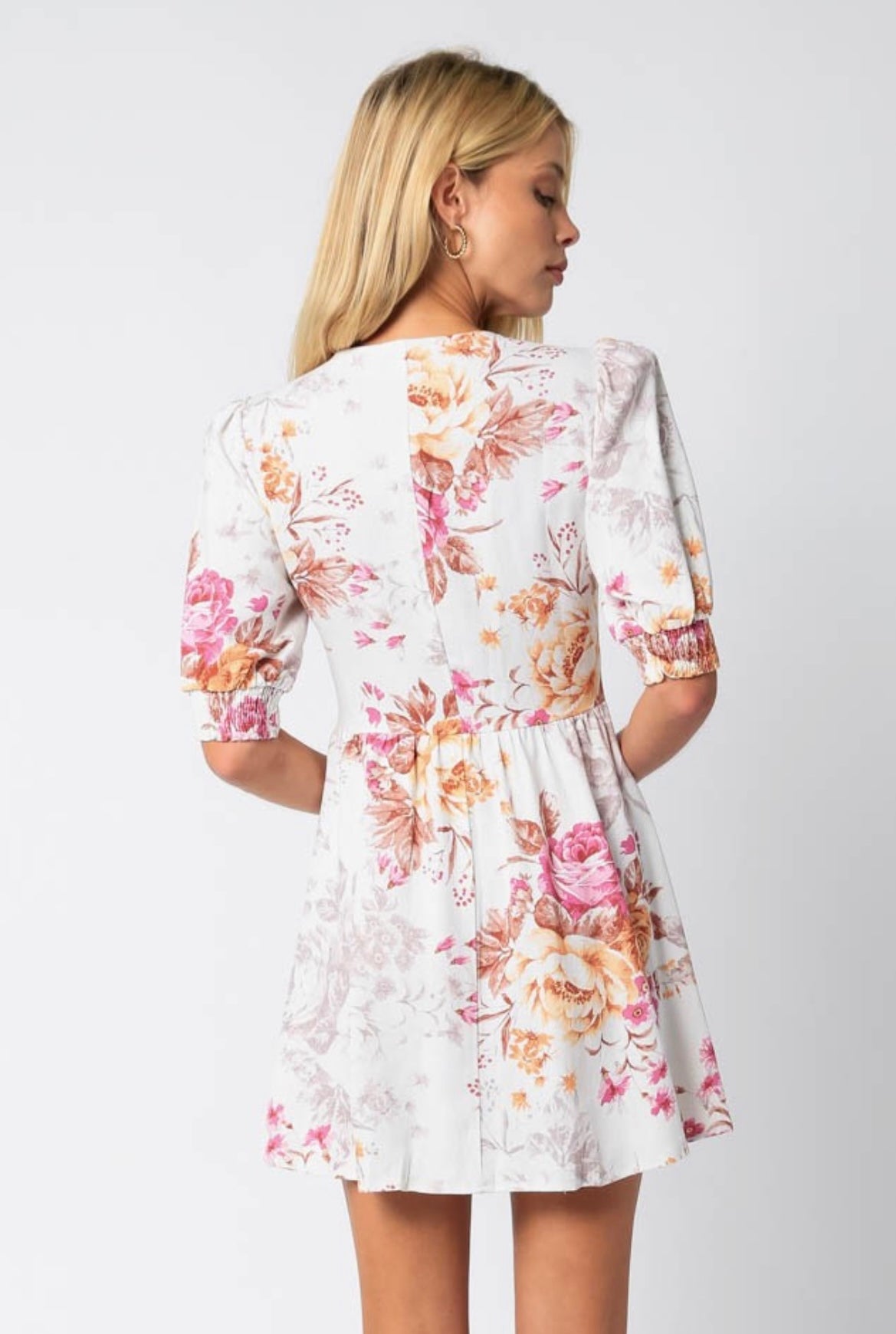 Alyssa Floral Linen  Dress -Dress - essecoco