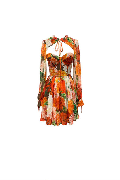 Amanda Touch of Elegance Cutout Floral Mini Dress - Dresses - essecoco