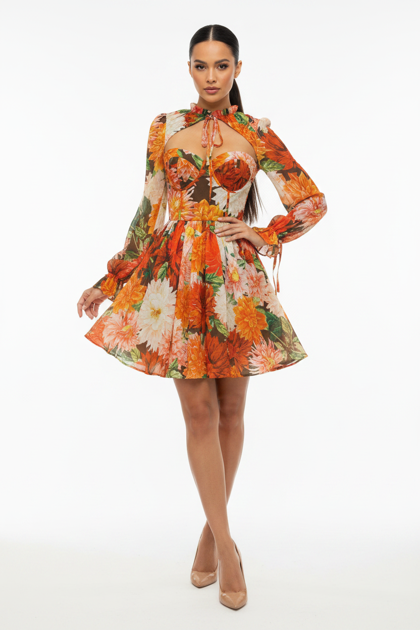 Amanda Cutout Floral Dress