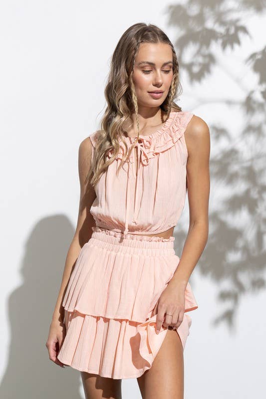 Amy Blush Ruffle Top w/ Tiered Skirt Set