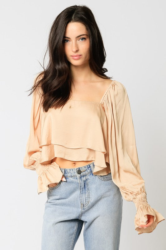 Aria Bell Sleeve Top - Crop Top - essecoco