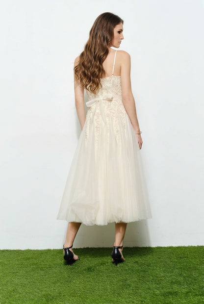 Romantic Lace Chiffon Sleeveless Midi Dress