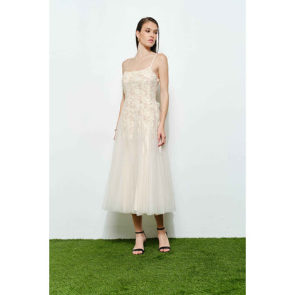 Romantic Lace Chiffon Sleeveless Midi Dress