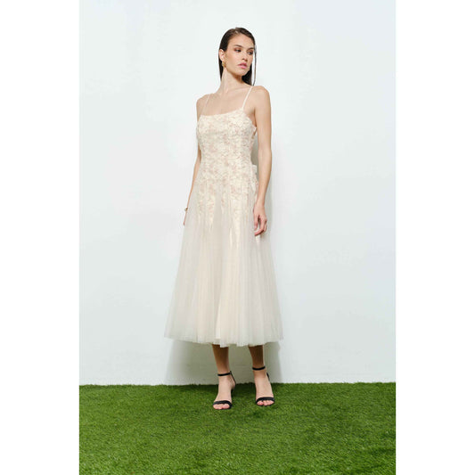 Romantic Lace Chiffon Sleeveless Midi Dress