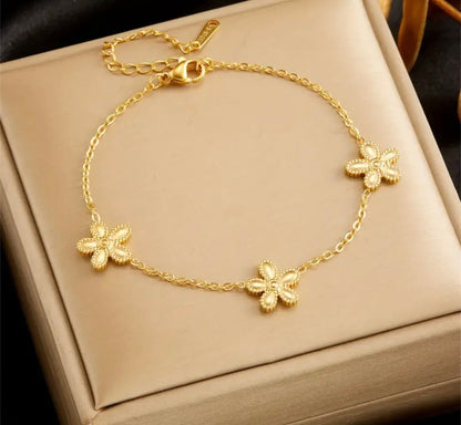 Elegant Stainless Steel Flower Bracelet - Bow Bracelets - essecoco