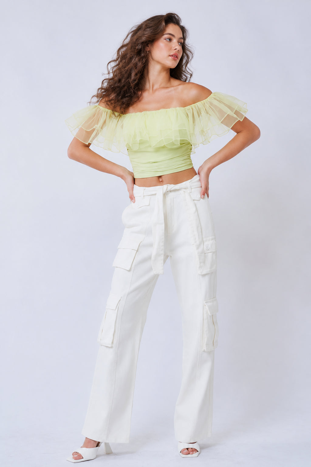 Brady Ruffle Lime Top
