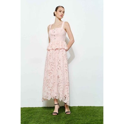 Romantic Floral Lace Sleeveless Maxi Dress