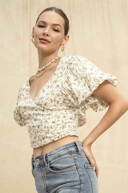 Cassidy Floral Print Puff Sleeve Top