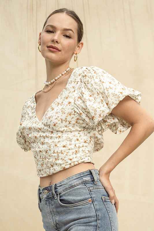 Cassidy Floral Print Puff Sleeve Top
