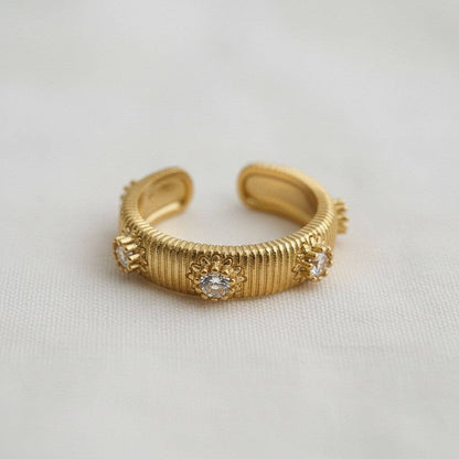 Chic Adjustable Geometric Ring with Dazzling Accents - Adjustable Rings - essecoco