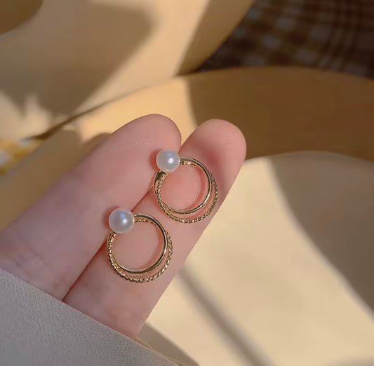 Classic Pearl Double Hoop Studs