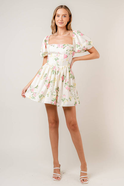 Coco Coquette Fit & Flare Puff Sleeve Dress -  - essecoco