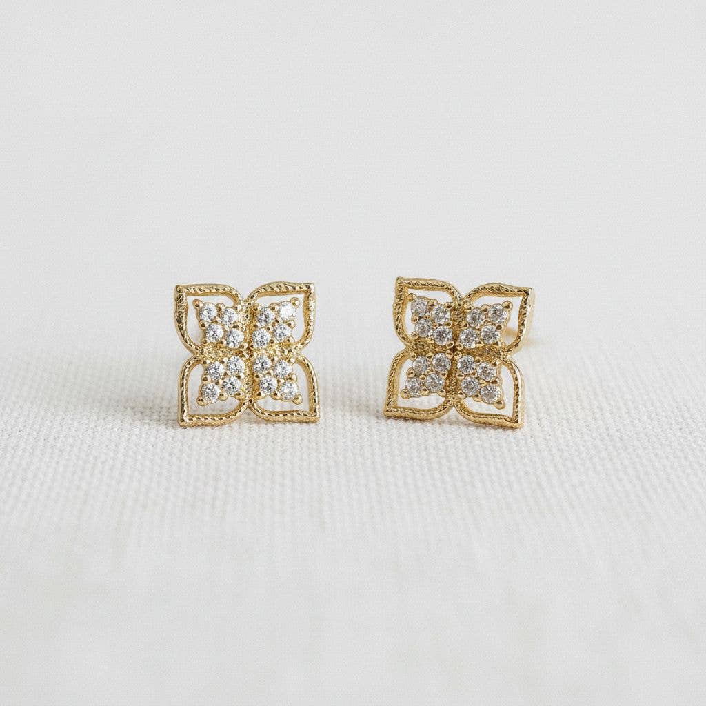 Flower Zircon Stud Earrings