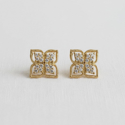 Flower Zircon Stud Earrings