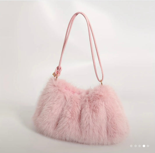 Chic Pink Faux Fur Shoulder Bag