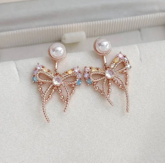 Exquisite Pearl Butterfly Earrings