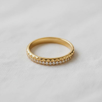 Gold Plated Geometric Cubic Zirconia Ring -  - essecoco
