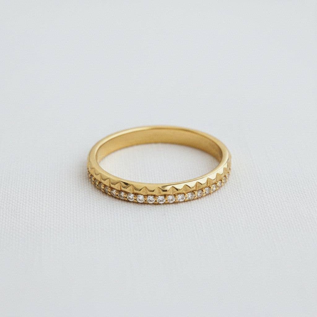 Gold Plated Geometric Cubic Zirconia Ring -  - essecoco