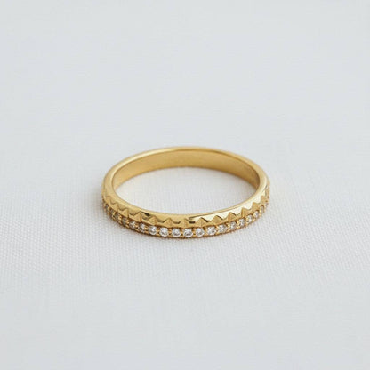 Gold Plated Geometric Cubic Zirconia Ring -  - essecoco