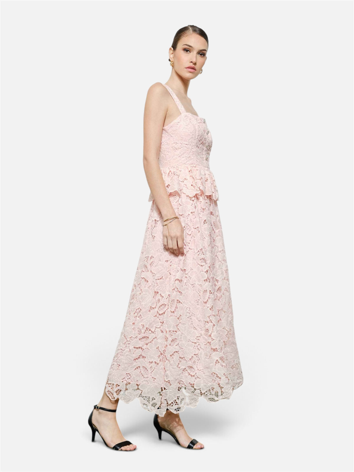 Cascia Romantic Floral Lace Sleeveless Maxi Dress