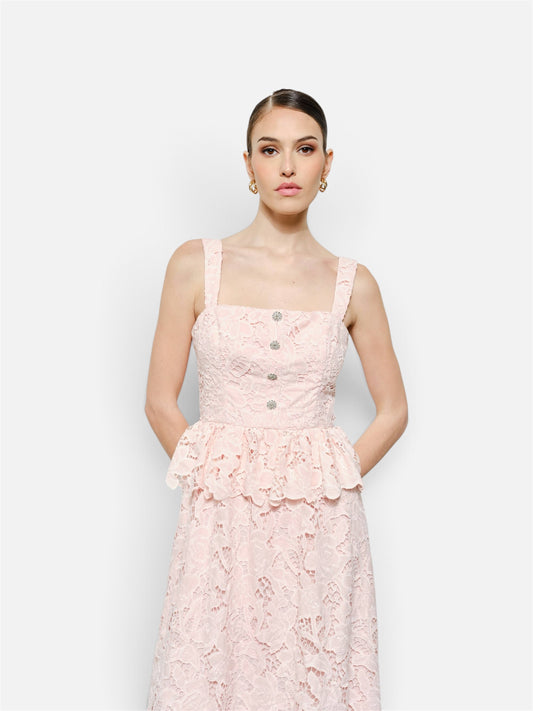 Cascia Romantic Floral Lace Sleeveless Maxi Dress