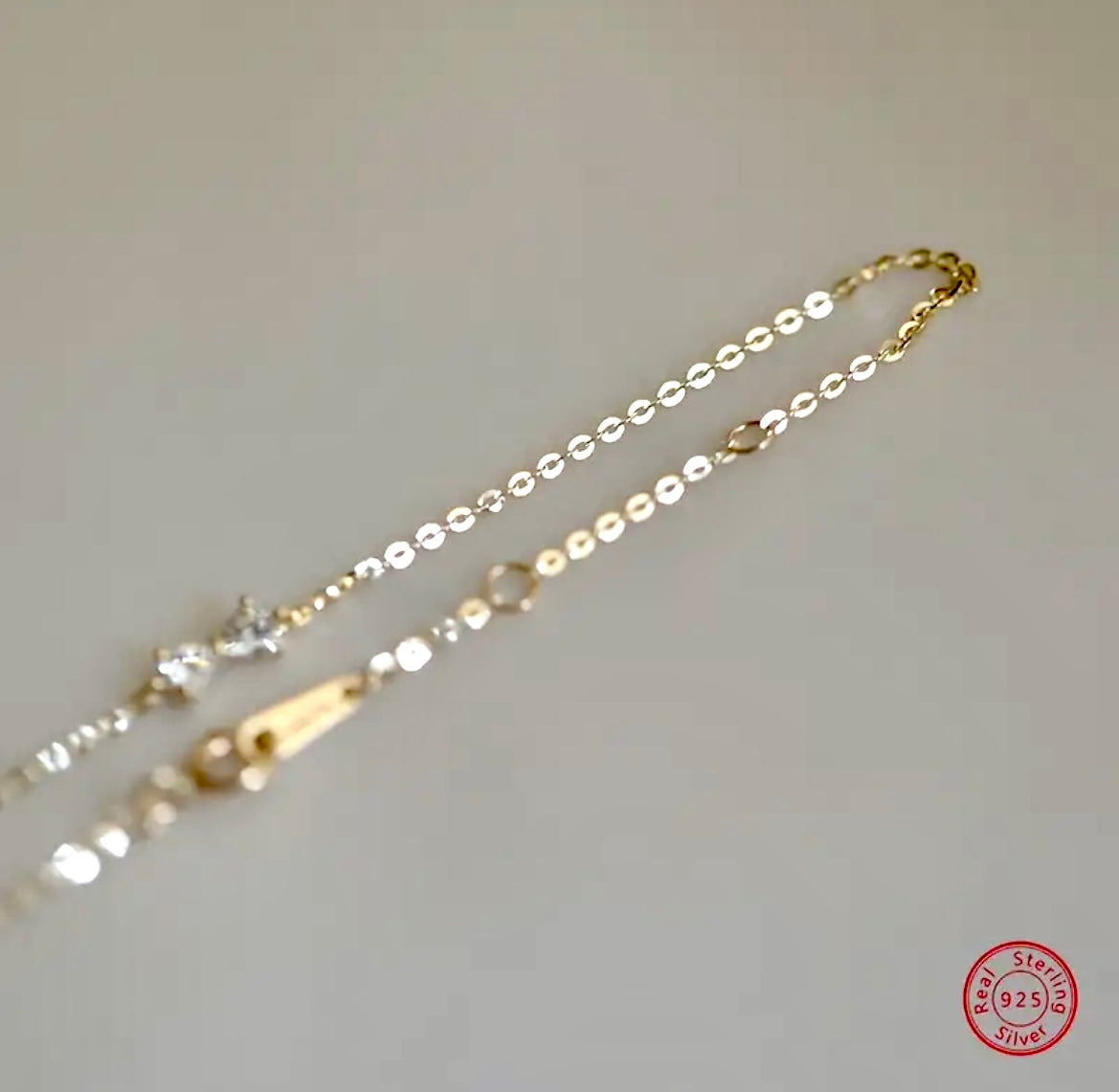 925 Silver Thin Chain Bow Bracelet Inlaid Shiny Zircon in Gold - Bow Bracelets - essecoco