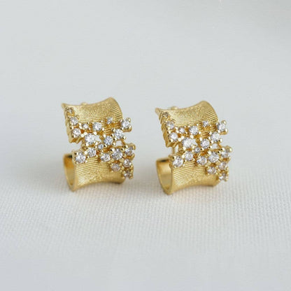 Irregular Cubic Zirconia C-Hoop Earrings -  - essecoco