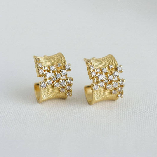 Irregular Cubic Zirconia C-Hoop Earrings -  - essecoco