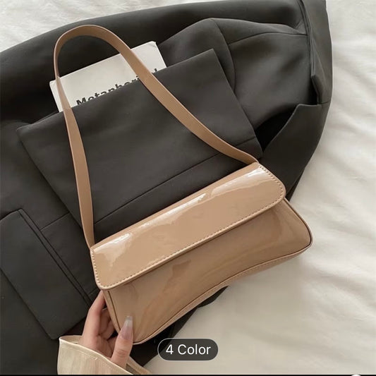 Patent Khaki Clutch Bag