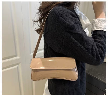 Patent Khaki Clutch Bag