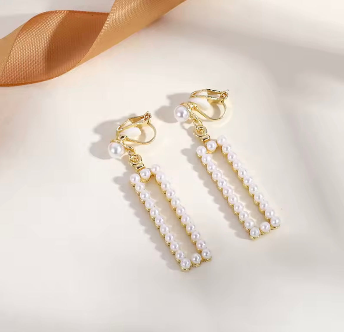 Retro Pearl Geo Drop Earrings