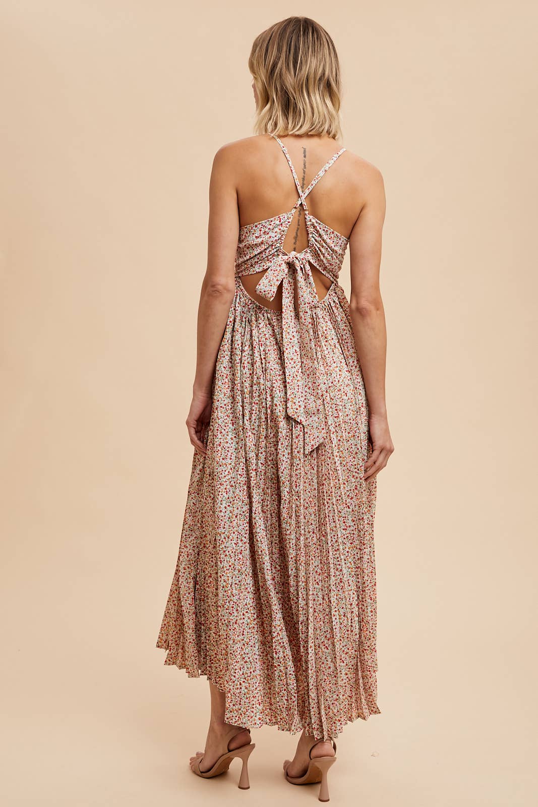 Calani Pleated Floral Maxi Dress - Maxi Dresses - essecoco