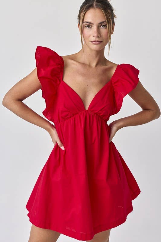 Audrey Tie-Back Ruffle Mini Dress