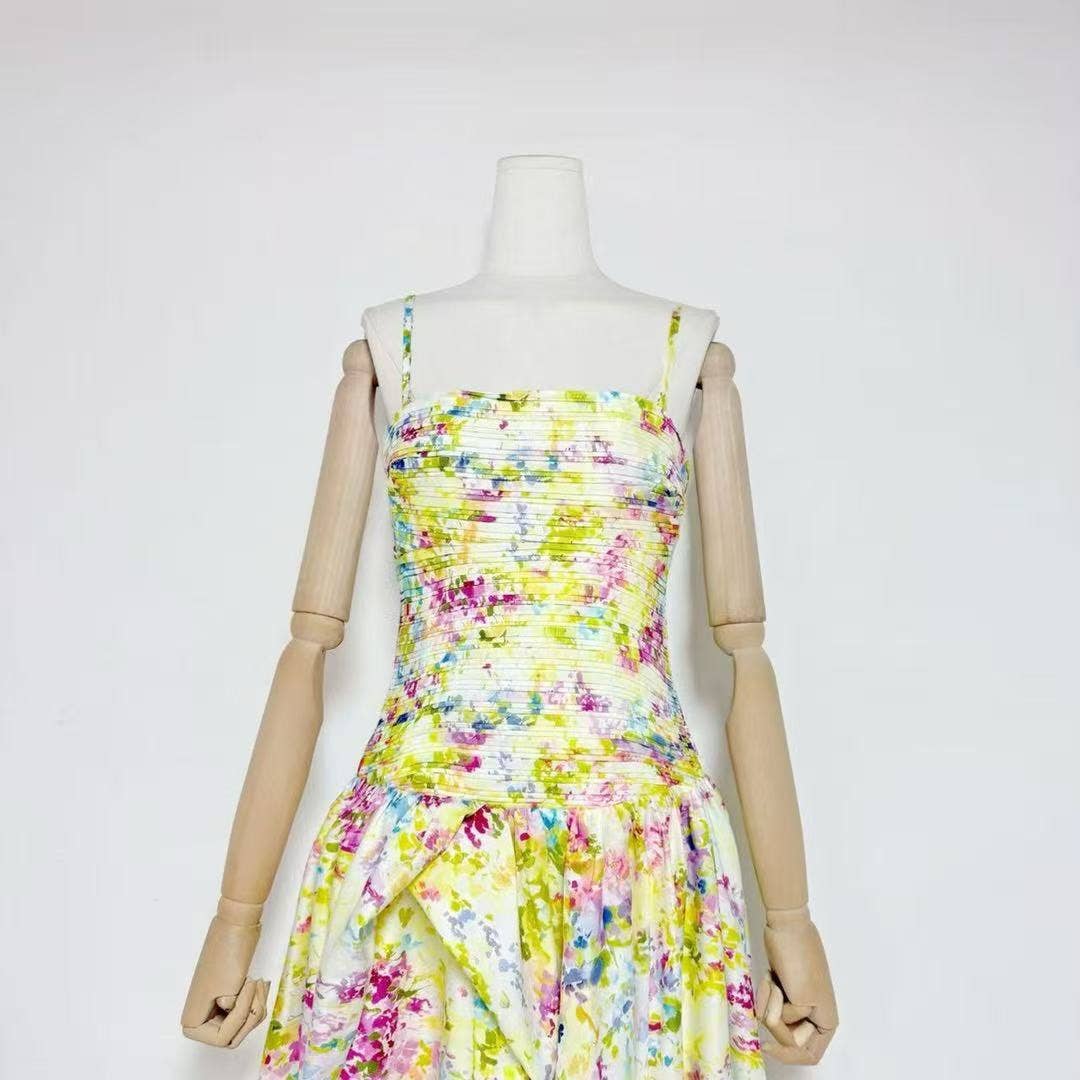 Ava Strapless Watercolor Printed High Slit Maxi Dress for Women