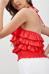 Emily Coral Ruffle Top - Crop Top - essecoco